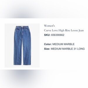 Abercrombie & Fitch Curve Love High Rise Loose Jeans - Medium Marble